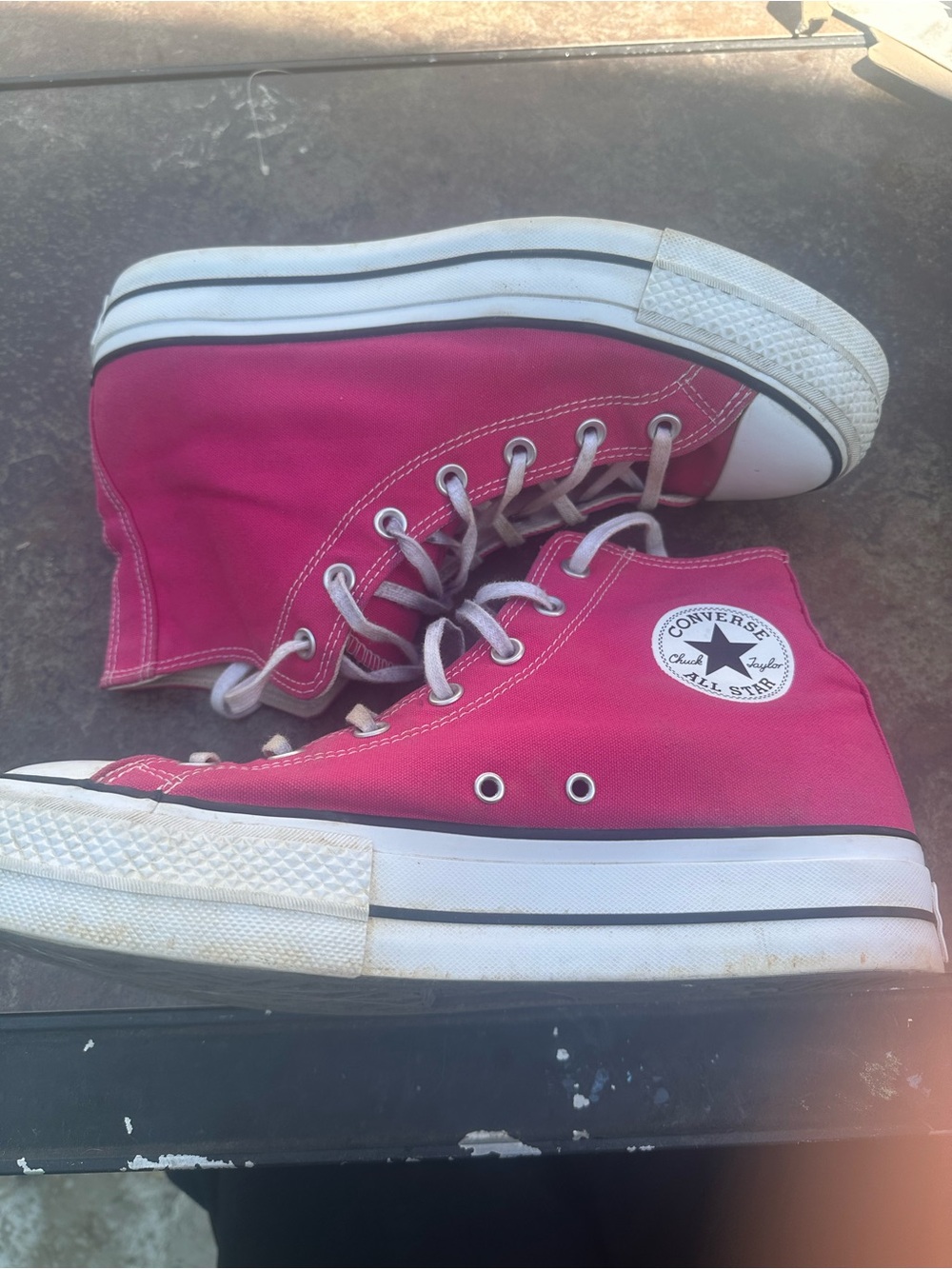 Converse High Top Platform Sneakers in Bright Pink